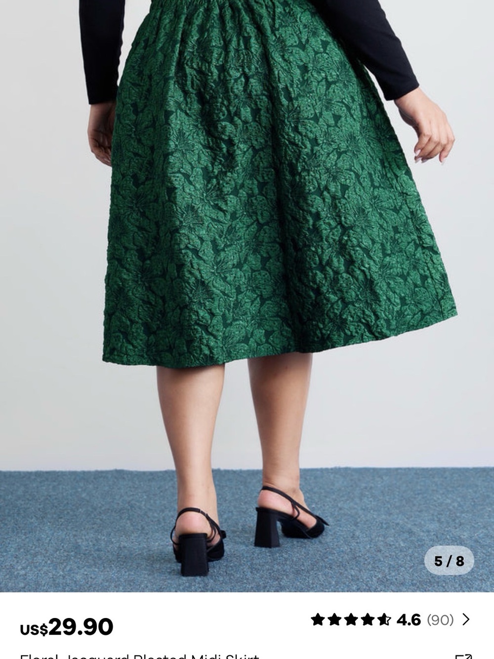 BloomChic Green Floral Jacquard Midi Skirt